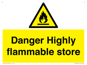 Danger Highly flammable store sign